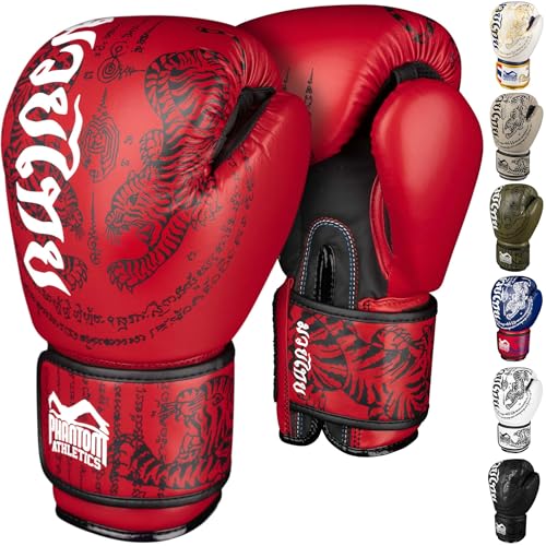 Phantom Athletics Boxhandschuhe Männer - Muay Thai | MMA und Kickbox | 10-16oz Boxing Gloves für Kampfsport | Box Handschuhe Herren, Damen und Kinder (Muay Thai - Rot, 16 Oz)