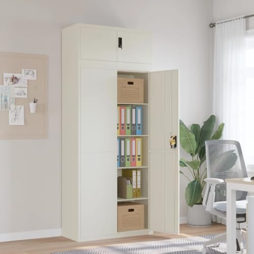 Aktenschrank Weiß 90x40x220 cm Stahl,Stabiler StahlAktenschrank mit viel Stauraum für Büro und Zuhause Aufbewahrungsschränke & Schließfächer