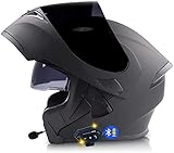 Klapphelm Motorradhelm,Bluetooth Integralhelm,Mit Doppelvisier, ECE Genehmigt,30m Bluetooth-Gegensprechanlage,Intelligente Geräuschunterdrückung,Wasserdicht,Ganzjährig Verfügbar