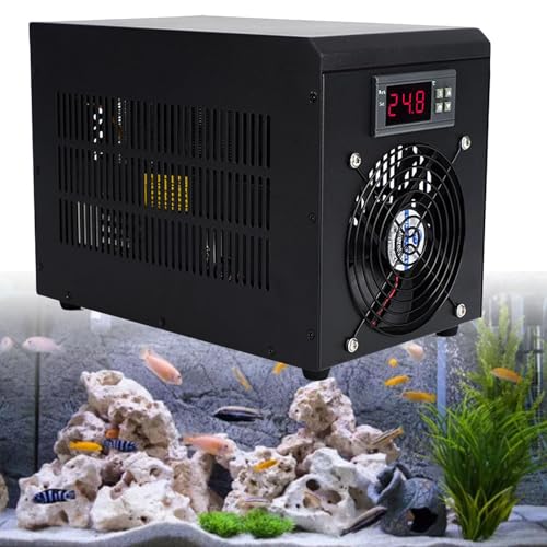 Wasserkühler für Aquarien 60 l/160 l/300 l, Aquarienkühler für Süßwassertanks, Wasserkühlmaschinenkühler für Aquarien, für Axolotl, Korallen, Garnelen, Quallen, Salz- und Süßwasser,160L/42GAL