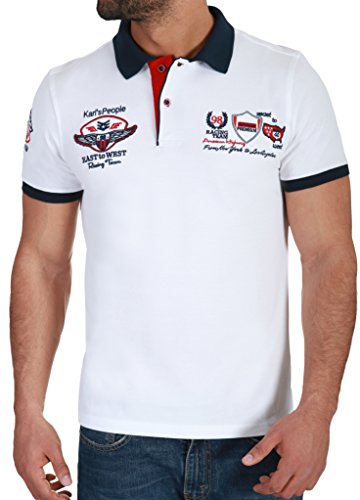 Karl's People Herren Poloshirt mit hochwertigen Stick Details Menswear Fahsion T-Shirt Polo 6681, Größe XXL, Farbe White
