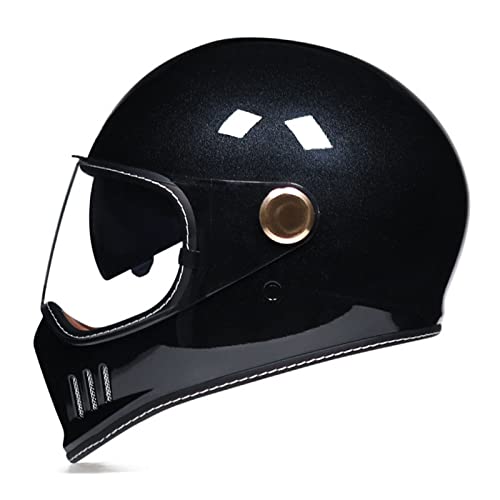 KEFFOR Retro Motorrad Helme, Vintage Motocrosshelme DOT/ECE-zugelassener, Motorradhelm Integralhelme,Motorrad-Halbhelm Mit Offenem Gesicht Herren Damen (Color : A, Size : M=57-58cm)