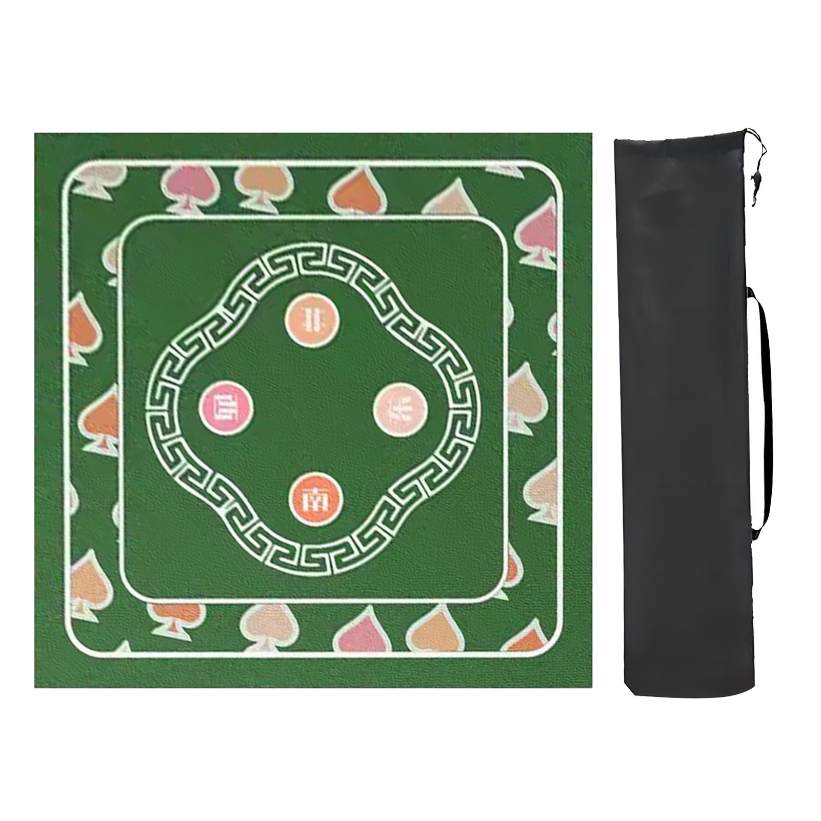 DUBTEDHOU Mahjong Tischmatte,Kachel Spiele Tischabdeckung, Quadratisch mit Aufbewahrungstasche, rutschfeste Spieltischmatte, verdickte Mahjong-Tischmatte, for Mahjong Poker(Green,100x100cm/39x39in)