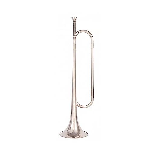 B-Flat Trommelhorn Team Jugend Horn/Charge Horn/Horn Kleine Messing Horn, Einschließlich Aufbewahrungstasche + Handschuhe + Flagge,Silber,50cm