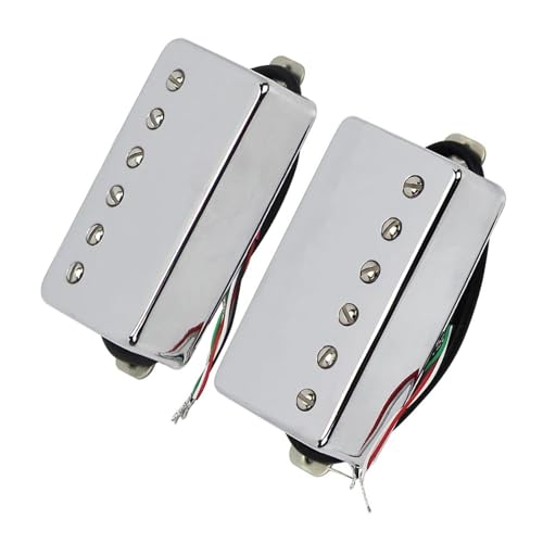 Humbucker-Tonabnehmer für E-Gitarre, verchromter Gitarren-Tonabnehmer, Ersatz-Metallabdeckung Single-Coil-Tonabnehmer (Color : One set)