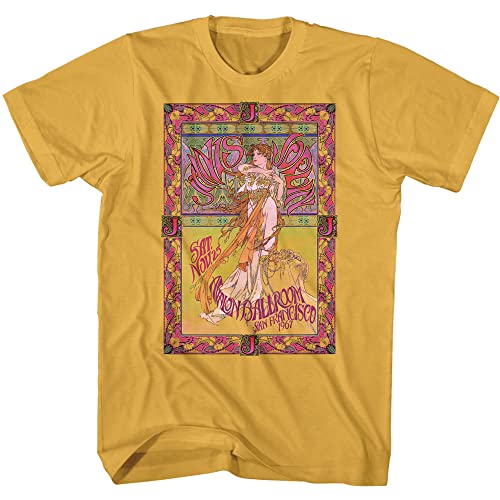 Janis Joplin T Shirt Classic Rock Singer 60er Jahre Konzertposter Erwachsene Kurzarm T-Shirts Vintage Style Graphic Tees, Orange/Abendrot im Zickzackmuster (Sunset Chevron), L