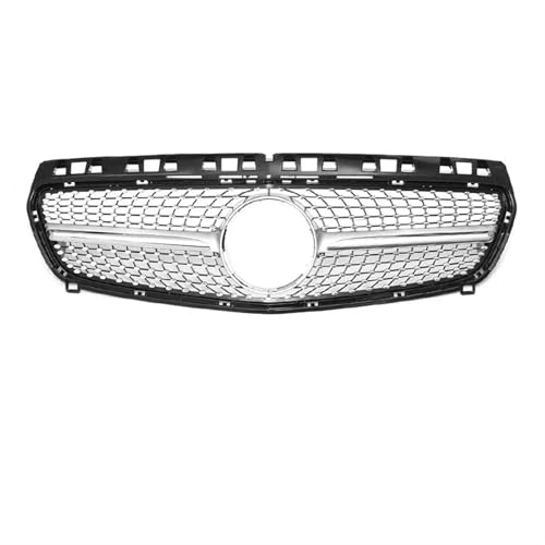 Frontgrills Für Benz A-KLASSE W176 2013-2018 GTR A180 A200 A250 Diamant Stil Auto Vorderen Stoßfänger Gitter Haube Mesh Front Bumper Grille(13-15 Diamond Silver)