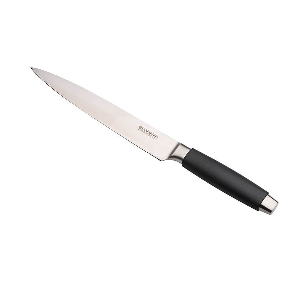 Le Creuset Schinkenmesser, 20 cm 18/8 Edelstahlklinge mit glattem Schliff, Kunststoffgriff, Rostfrei, Schwarz/Silber, 98000420000300