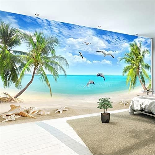 XLMING Coconut Tree Beach Meerblick 3D Tapeten Home Esszimmer Sofa Schlafzimmer Wohnzimmer TV Hintergrund-200cm×140cm