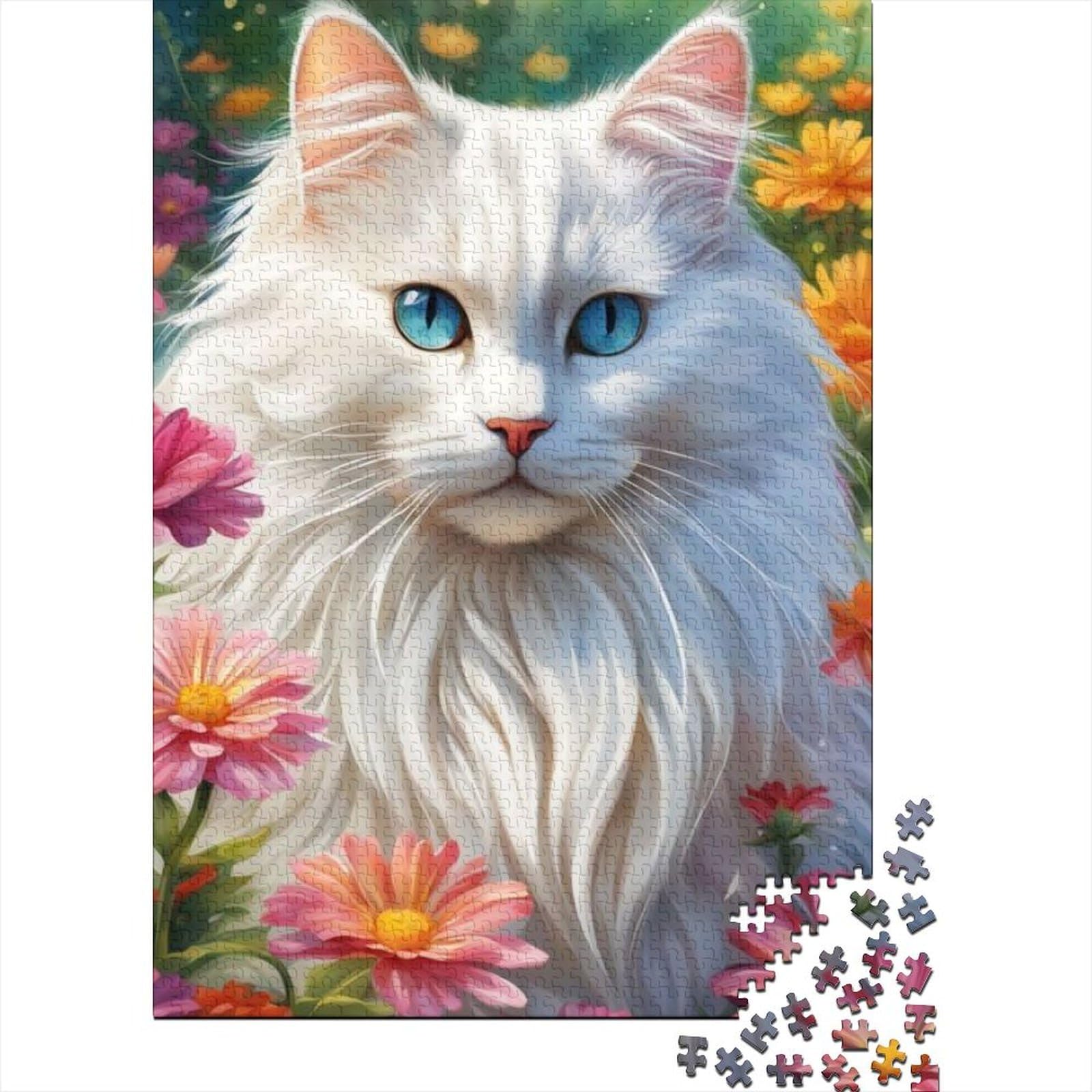 Bunte Katzen-Puzzles für Erwachsene und Teenager, 1000-teiliges Puzzle für Erwachsene Teenager, anspruchsvolles Puzzlespiel und Familienspiel (Größe 75 x 50 cm)