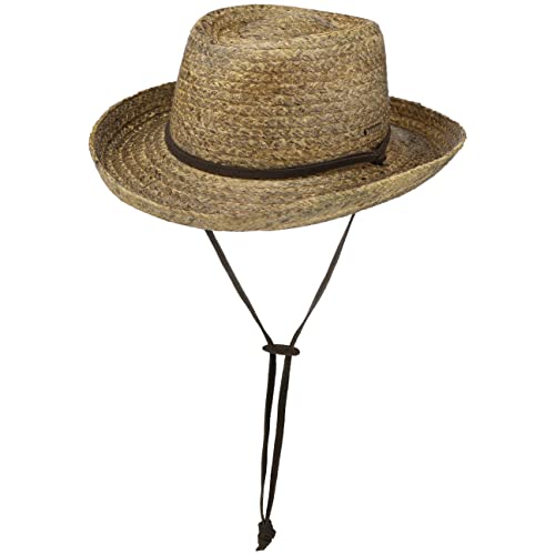 Stetson Vantago Western Strohhut mit Kinnband Westernhut Sonnenhut Cowboyhut Strandhut Gartenhut Herren - Lederband Frühling-Sommer - S (54-55 cm) Natur