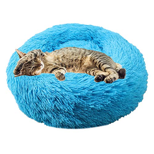 Rysmliuhan Shop hundebetten für mittlere Hunde hundebett Grosse Hunde Plüsch Hundebett Haustierbetten Für Hunde Donut Hundebett Flauschiges Hundebett Hundekissen Blue,70cm/27.56in