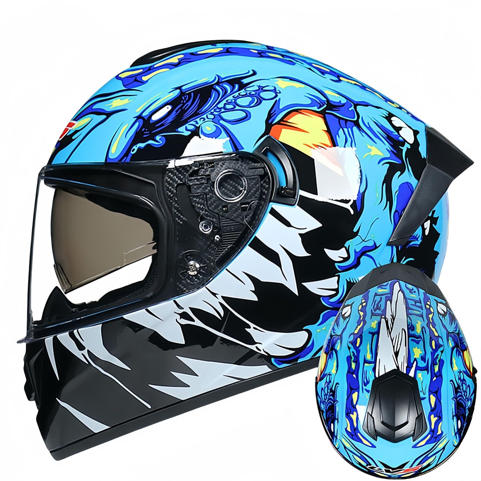 Integralhelm Mit Klappmechanismus, Modularer Motorradhelm, Integriertes Motorrad-Doppelvisier Für Männer Und Frauen, Straßenradhelm, Rennmopedhelm, DOT/ECE-Zulassung B,M57-58CM