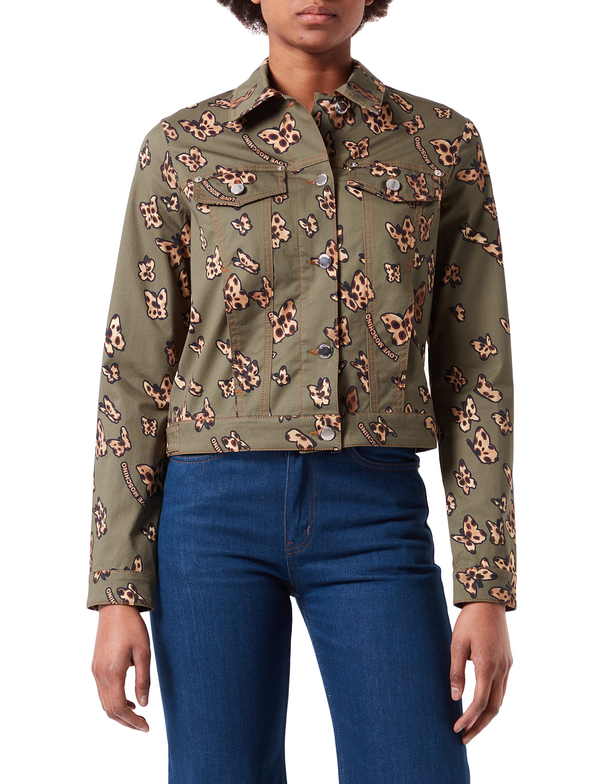 Love Moschino Womens 5 Pockets Jacket, FARFAL.FO.Verde, 42