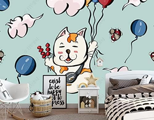 XLMING Kätzchen Ballon Critter Wand Küche Esszimmer Arbeitszimmer Wohnzimmer TV Hintergrund Wand 3D Tapete-200cm×140cm