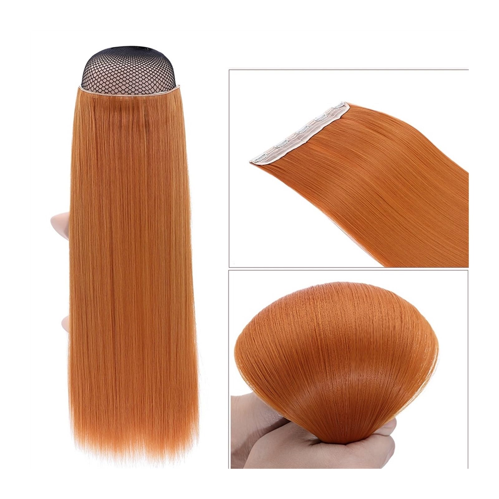 Clip-in-Haarverlängerungen Synthetische Haarverlängerung, 66 cm, hellblond, Clip-in-Haarverlängerung, langes, glattes, natürliches Ombre-Blond-Haarteil for Frauen Clip-in-Haarverlängerungen aus Echtha