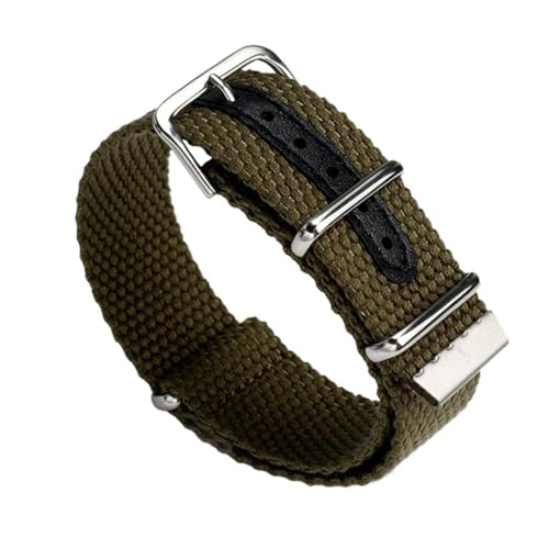 SpaRcz Uhrenarmband Nylon Drei-Ring-Silberschnalle Stahl Herren 20-22mm, Farbe 3, 22mm