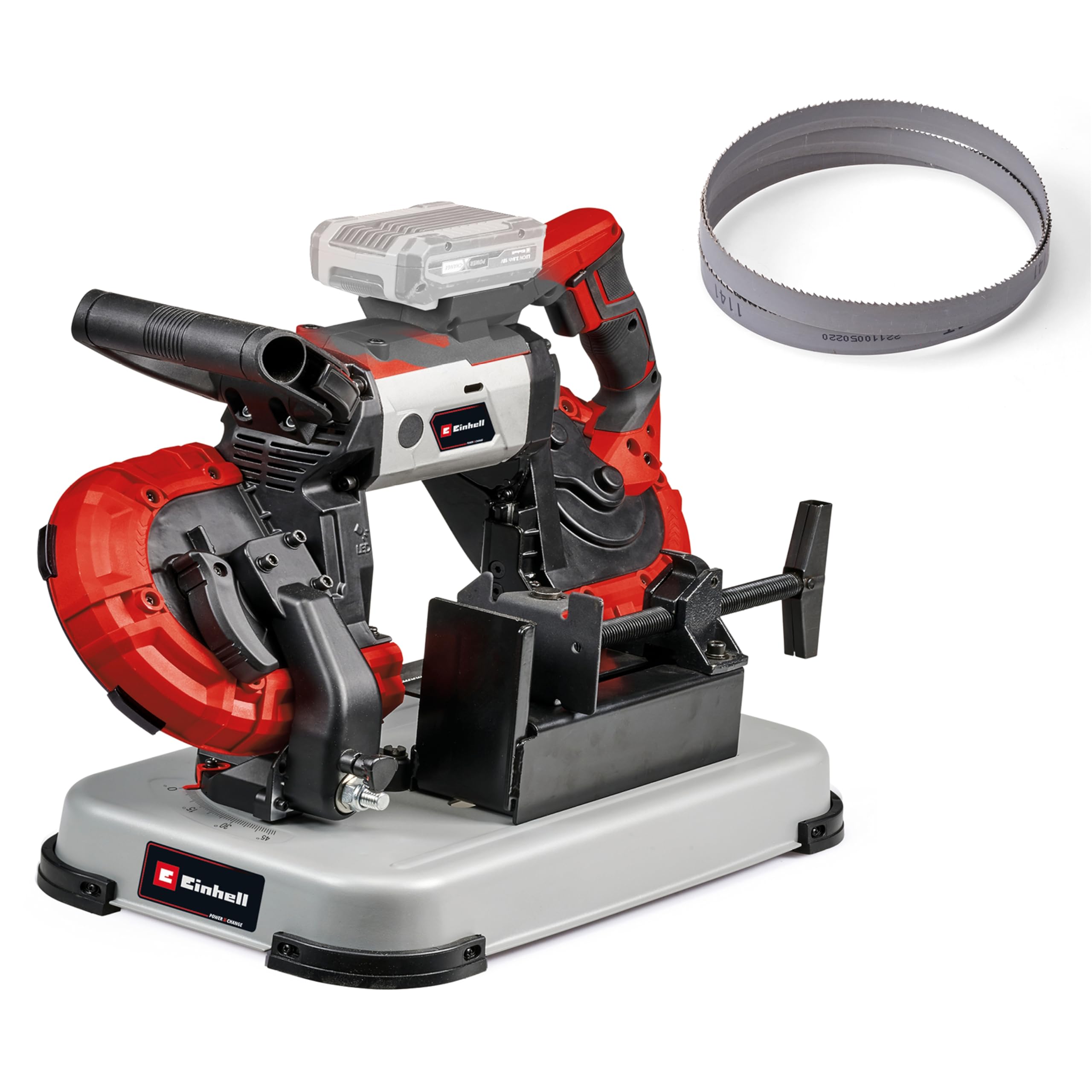 Einhell Akku-Bandsäge TE-MB 18/127 U Li-Solo Power X-Change (18 V, 115 mm Schnitthöhe, 127 mm Schnittbreite, Untergestell, LED-Licht, inkl. 2x Sägeband, ohne Akku)