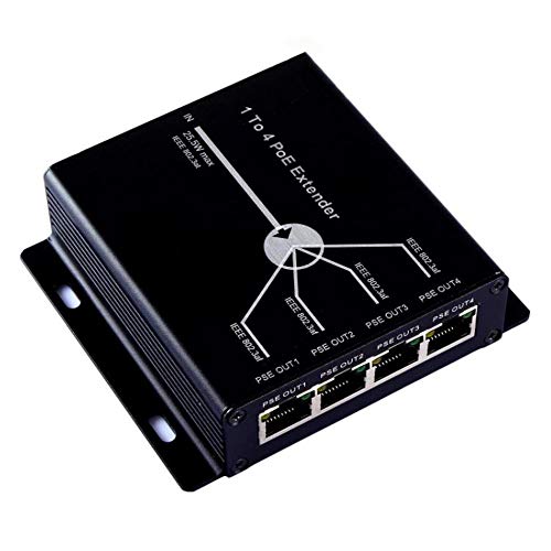 yomoe IEEE802.3Af PoE-Extender für IP-Kamera, erweitert 120 m Übertragungsreichweite mit 10/100 Mbps LAN-Ports, 4 POE-Extender