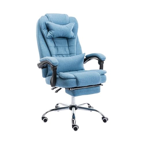 Zhaoj24-05 Bürostuhl Ergonomischer Moderner, modischer Stoff-Home-Office-Sessellift, drehbarer Drehstuhl, ergonomischer Stuhl mit Fußstütze und Armlehnen Schreibtischstuhl(Blue)