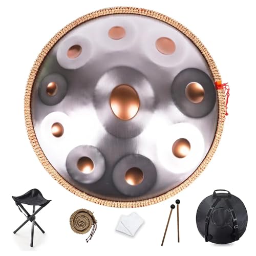 9 10 12 Noten Handpan Drum Instrument, 22 Zoll Handpan Drum In D Minor, 432 Hz Stahlhandtrommel Mit Soft Handpan Bag, 2 Handpan Mallets, Handpan Stand, Für Klangheilung Persönliche Meditation