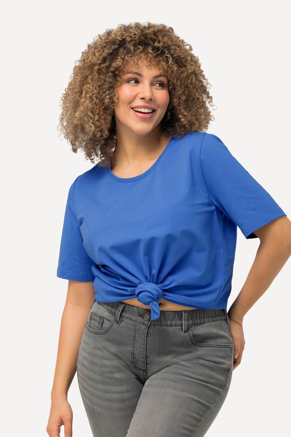 Große Größen T-Shirt, Damen, blau, Größe: 54/56, Baumwolle, Ulla Popken