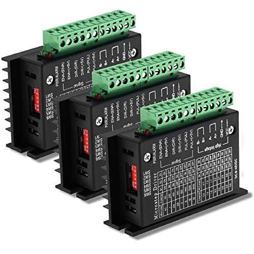 Jusnboir TB6600 Stepper Motor Driver Lämplig för 42/57/86 2-Fas 4-Fas Motor 4.0A 9-42V (Pulse 3-24V)) Användbar för gravyr maskin 3D skrivare och andra CNC instrument (3st)