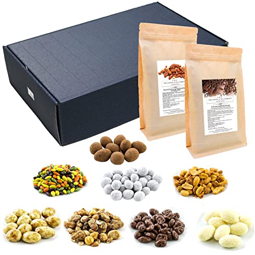 C&T Weihnachtsmarkt Nüsse Geschenk Set | Weihnachtlicher Snack-Mix 8 x 75g Nüsse + Mandeln + Nuss-Schoko-Spezialitäten, Zimt