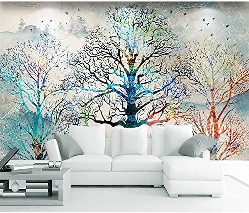 XLMING Bunte Bäume Küche Esszimmer Arbeitszimmer Wohnzimmer TV Hintergrund Wand 3D Tapete-200cm×140cm