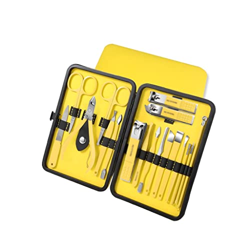 Zehennagelknipser Nagel Clippers Kit Professionelle Pediküre Edelstahl Nagel Kit Beauty Tools Beauty Kit Unisex (Zitrone Gelb) Nagelknipser-Set (Color : Yellow-18-piece Set)