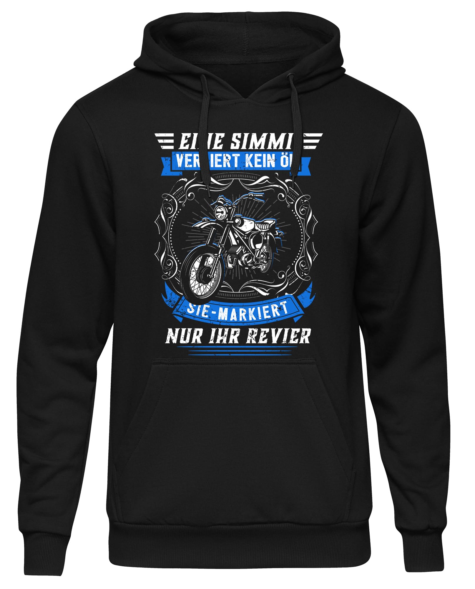 UGLYSHIRT Revier markieren Herren Kapuzenpullover | Simson S51 Pullover Herren Simson Hoodie Logo IFA Ostdeutschland DDR Moped Zweitakt Simmi | Schwarz (XL)