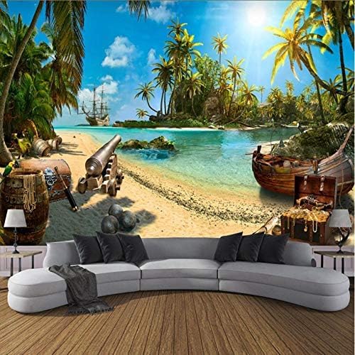 XLMING Strand Kokosnussbaum Insel Kulisse 3D Tapeten Home Esszimmer Sofa Schlafzimmer Wohnzimmer TV Hintergrund-400cm×280cm