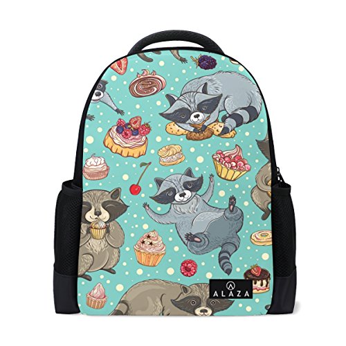 My Daily Niedlichen Waschbär Kuchen Beeren Rucksack 35,6 cm Laptop Daypack Schultasche für Reisen College Schule