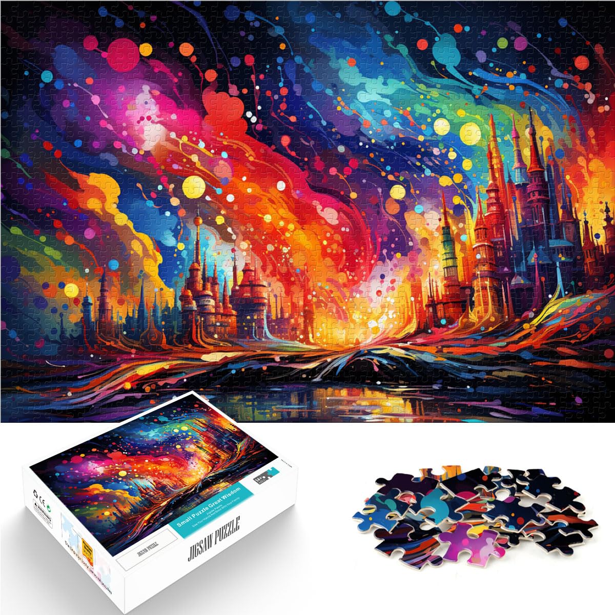 Puzzles Fantasie Bunte Sternenhimmelstadt 1000-teiliges Puzzle für Erwachsene Holzpuzzle Jedes Teil ist einzigartig - anspruchsvolles Familienspaßspiel 1000 Teile (50 x 75 cm)