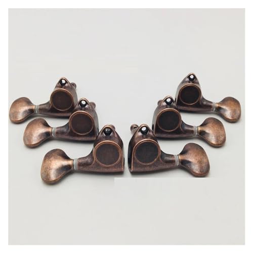 Strings Tuning Pegs Mechaniken Für Gitarre 6er-Pack 3L3R Saiten-Mechaniken für elektrische Akustikgitarre, Rotbronze-Kopfteile (Color : 2)