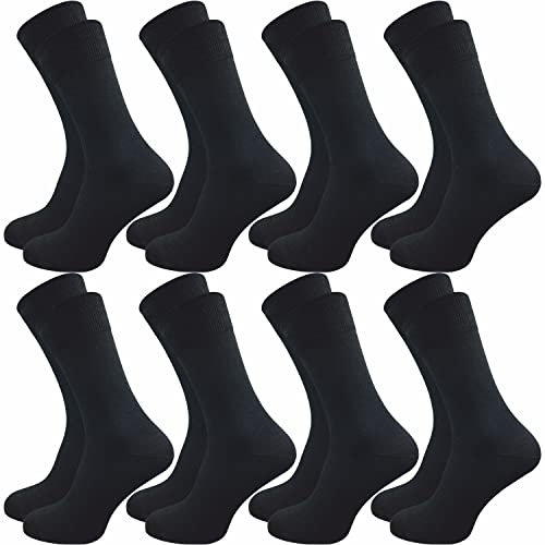 GAWILO Herren Socken aus 100% Baumwolle (8er-Pack) ohne drückende Naht - Komfortbund (43-46, schwarz)