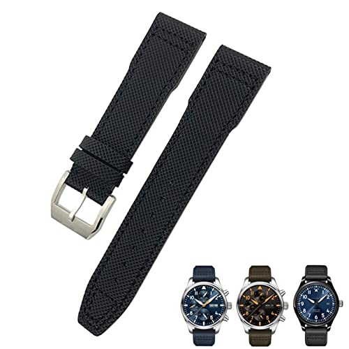 NEYENS Nylon-Uhrenarmband, 20 mm, 21 mm, passend für IWC Portofino Big Pilot IW3293 Mark 18 Tissot TAG Heuer Seiko, Leder-Nylon-Uhrenarmband, Blau, 21 mm, Achat