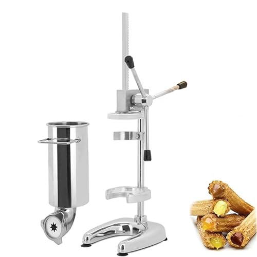 Manuelle Churro-Maschine, kommerzielle 2L, 3L, manuelle spanische Donut-Churrera, Churro-Maker-Maschine, 5 Arten von Formen, vertikale spanische Churrera-Maschine aus Edelstahl, Snack-Ausrüstung,3L