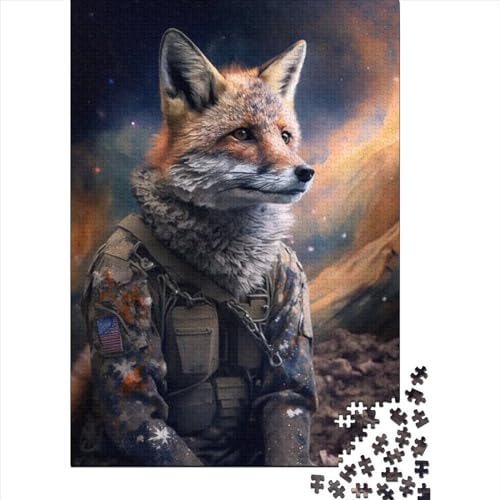 Bewaffneter Fuchs, Holzpuzzle für Erwachsene und Teenager, 1000 Teile für Erwachsene, schwierige Puzzles, Holzpuzzles für Erwachsene und Teenager (Größe 29,53 x 19,69 Zoll)