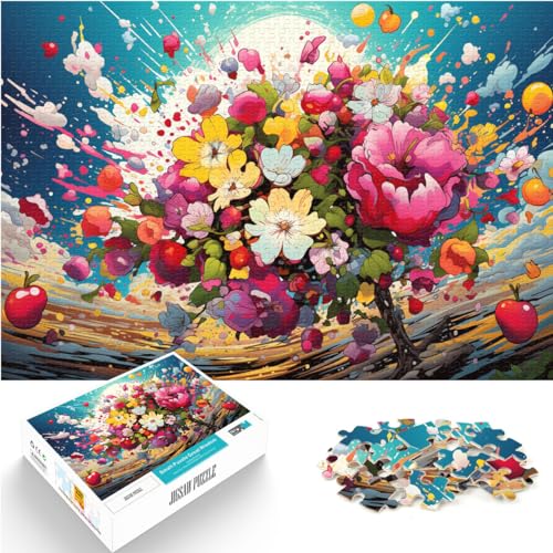 Puzzle für bunte Apfelblüten, Puzzle für Erwachsene, 1000-teiliges Puzzle, Holzpuzzle, Familienunterhaltungsspielzeug, 1000 Teile (50 x 75 cm)