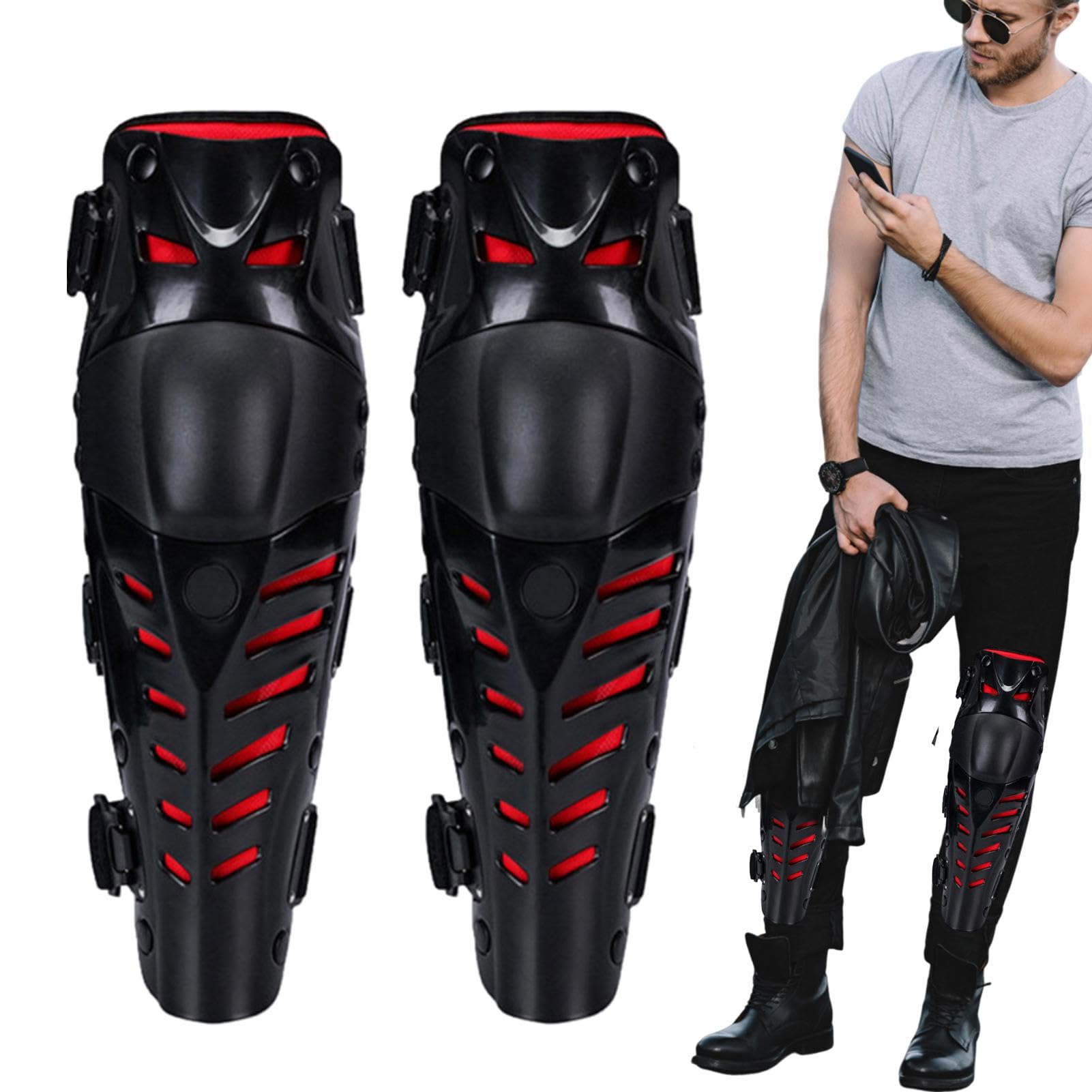 Weppduk Motorrad-Knie-Schienbeinschutz, Motorrad-Knieschützer - Racing Knieschützer Pads Hosenträger | Dirt Bike Knieschützer Schienbeinschutz, Knie- und Schienbeinschutz Kniescheibenschutz,