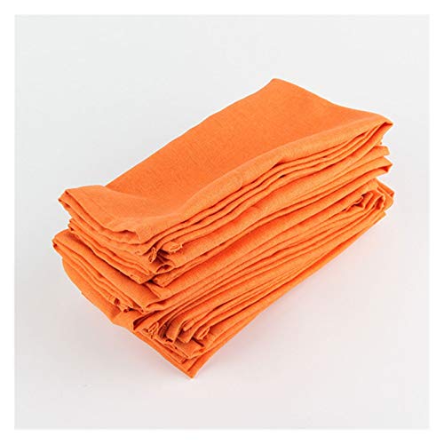 Wiederverwendbare Stoffservietten, Set von 12 Stück Tuch Servietten 40x40cm Baumwolle Leinen Servietten Tischsat Weiche Esstisch Servietten Matte Kinder Tisch Serviette Stoff(12 CJ006 4040Orange)