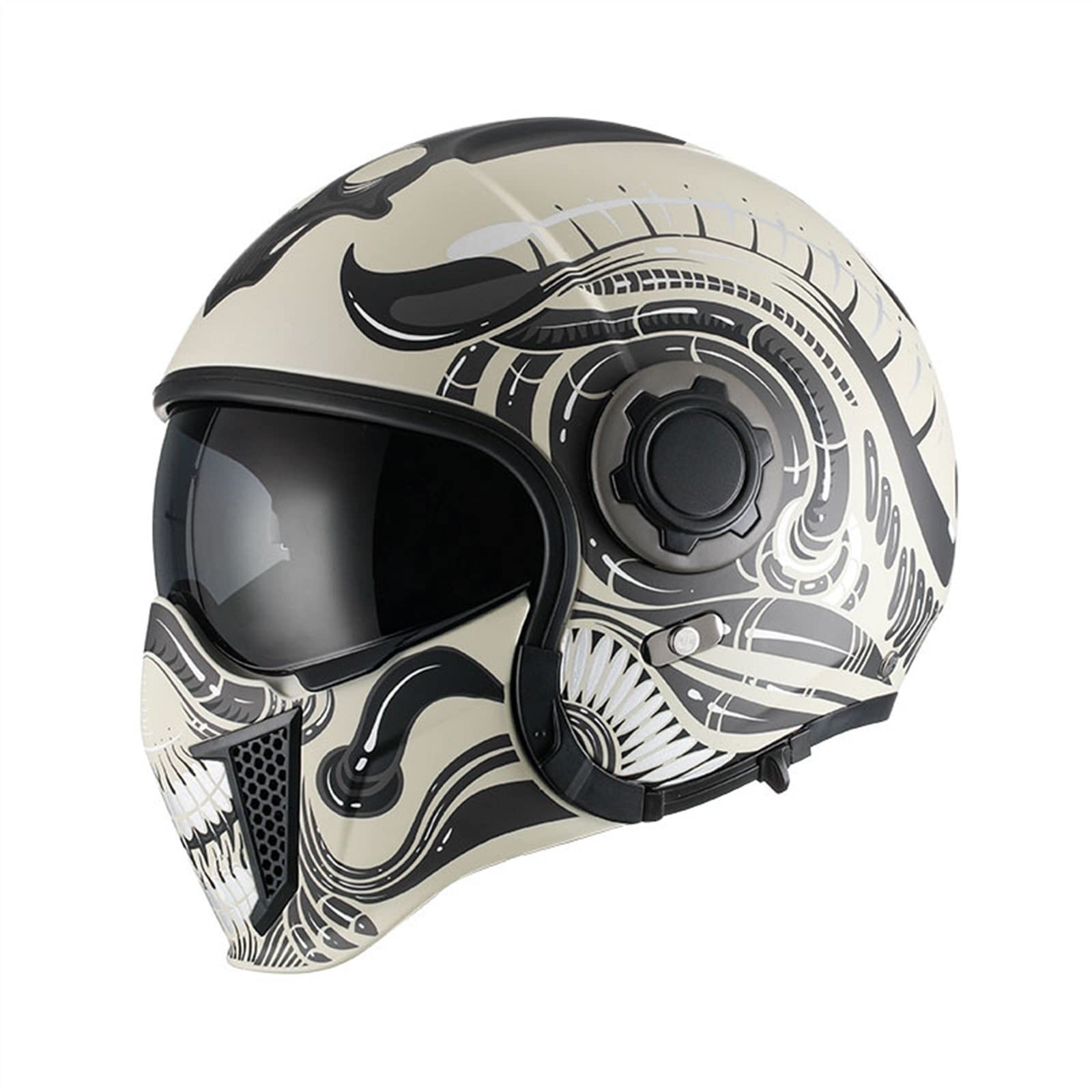 Motocrosshelme, Abnehmbar Motorradhelm DOT ECE Zertifiziert, Herren Damen Jethelme Mit Visier, Erwachsene Strassen Rennen Schutzhelm, Motorrad Integralhelme Für Universal ( Color : F , Size : L=59-60c