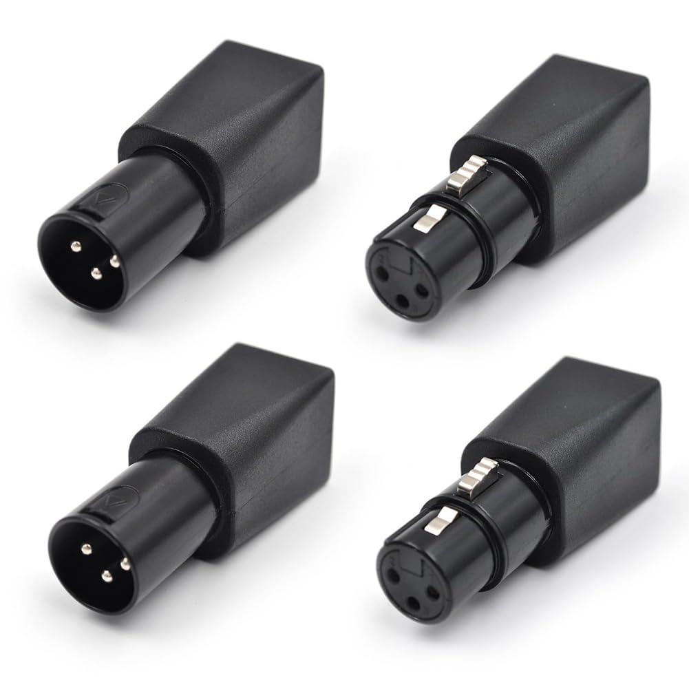 Yunnaty 4-Teiliger -Auf-RJ45-Anschluss RJ45-Ethernet auf 3-Poligen XLR-Adapter, 3-Poliger XLR-Buchsen- und Steckeradapter für Audio-Video