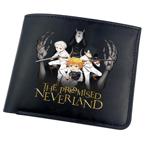 RYNDEX The Promis-ed Neverla-nd Anime Geldbörse, Kunstleder Kartenetui Geldtasche mit Münzfach, PU-Leder Geldbörse Brieftasche Wallet, für Männer Geschenke(Color:Black 5)