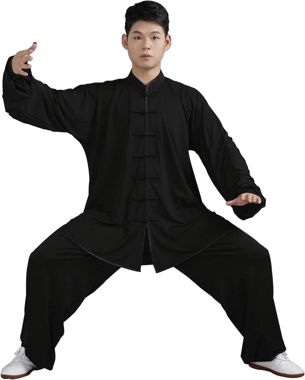 WLLKIY 2KEY Kampfsportbekleidung | Traditionelle chinesische Uniformen für Tai Chi und Wing Chun | Unisex Kostüm aus Milchseide | Leichte Kostüme für Meditation & Qigong,A-XXL