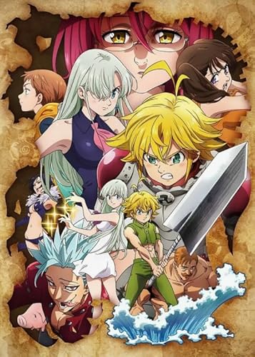 HfmQuisutron Holzpuzzle 1000 Teile Schlacht Anime-Charakter Meliodas Poster Für Puzzle Familie Stressabbau Spiel Kz96Qy