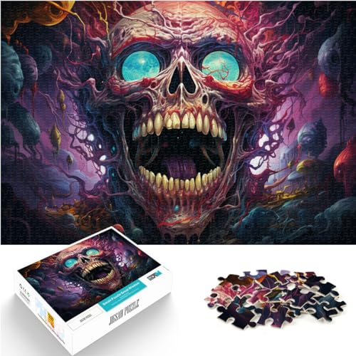 Puzzles Bunter Psychedelischer Dämon 1000 Teile Puzzle Holzpuzzle Familienspiel Stressabbau Schwieriges Herausforderungspuzzle 1000 Teile (50x75cm)