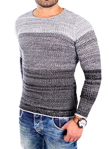 Reslad Herren Pullover Feinstrickpullover Männer Jungen Strick Sweatshirt Pulli Pullis feiner Basic RS-3106 Schwarz XXL