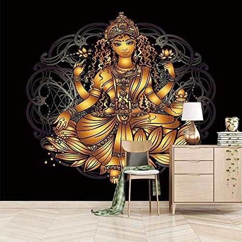 XLMING Gelbe Statue Buddha Wand 3D Tapeten Home Esszimmer Sofa Schlafzimmer Wohnzimmer TV Hintergrund-250cm×170cm